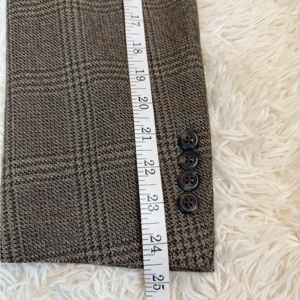 Hart Schaffner Marx Size 38R Gray & Green Pure Virgin Wool Front 2 Button Blazer - Picture 8 of 10
